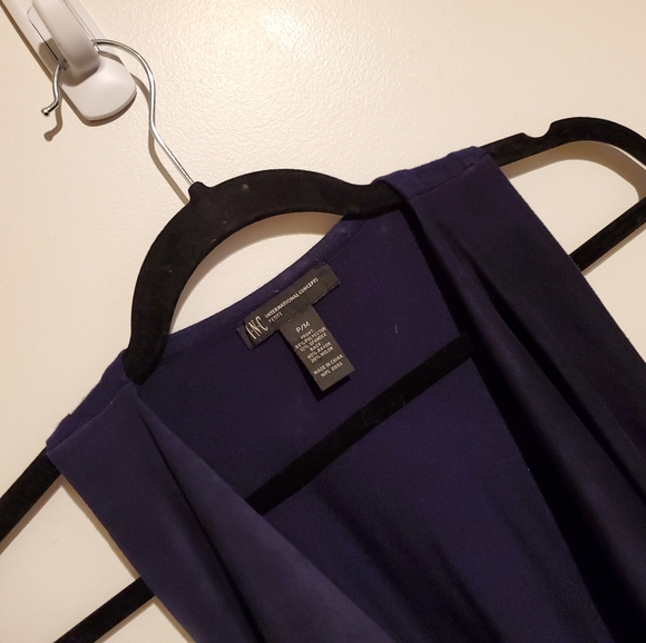 INC BOHO Suede Navy Fringe Vest - Picture 4 of 6